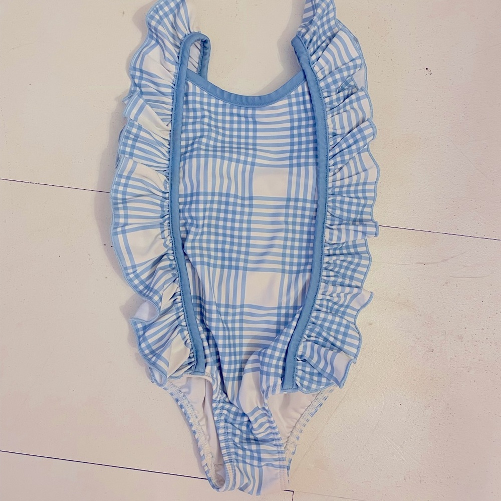 Sweet Honey Toddler Baby Blue Gingham One piece swimsuit 12 months